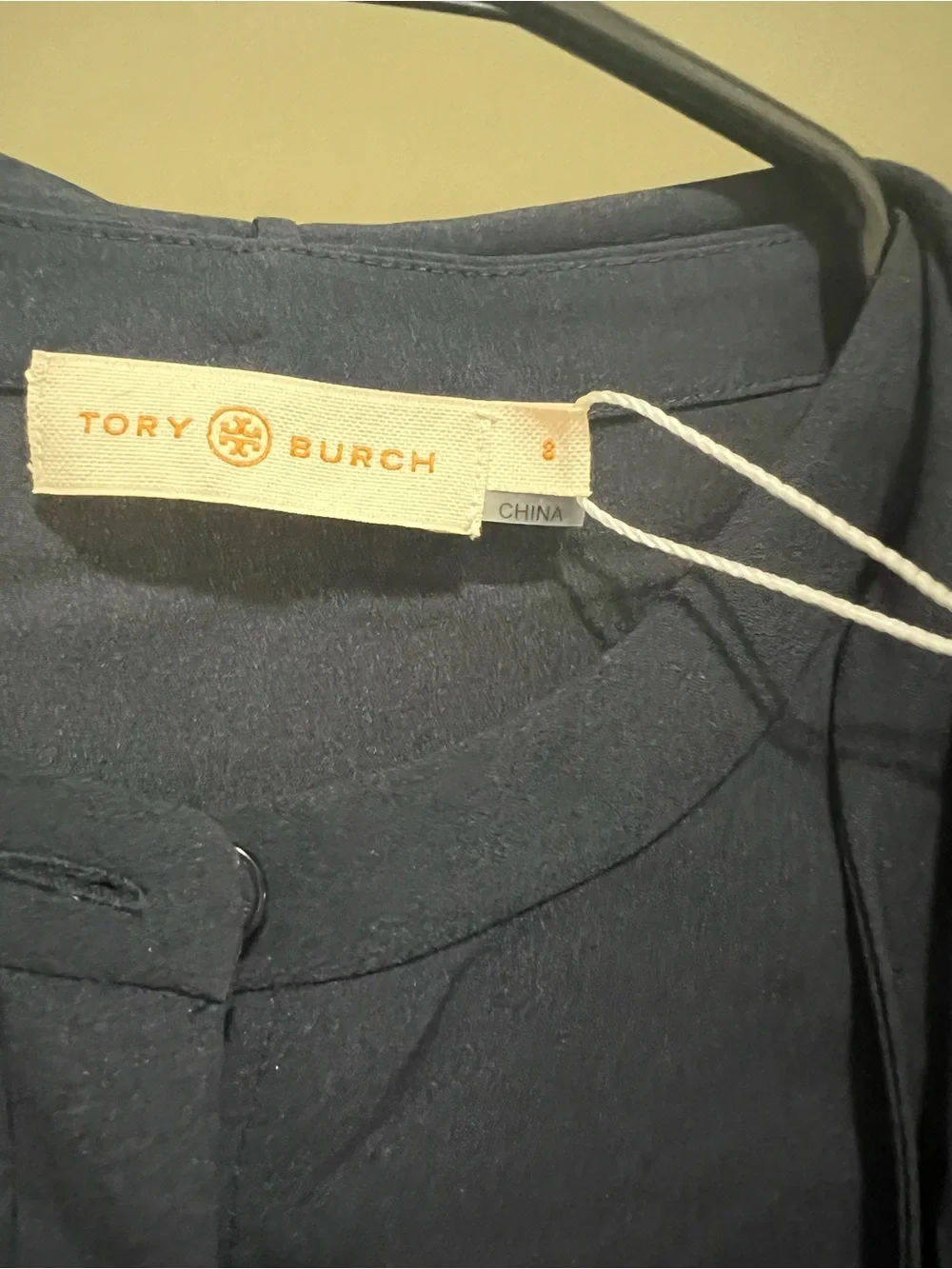Tory Burch Navy Sleeveless Tie-Neck Camisole